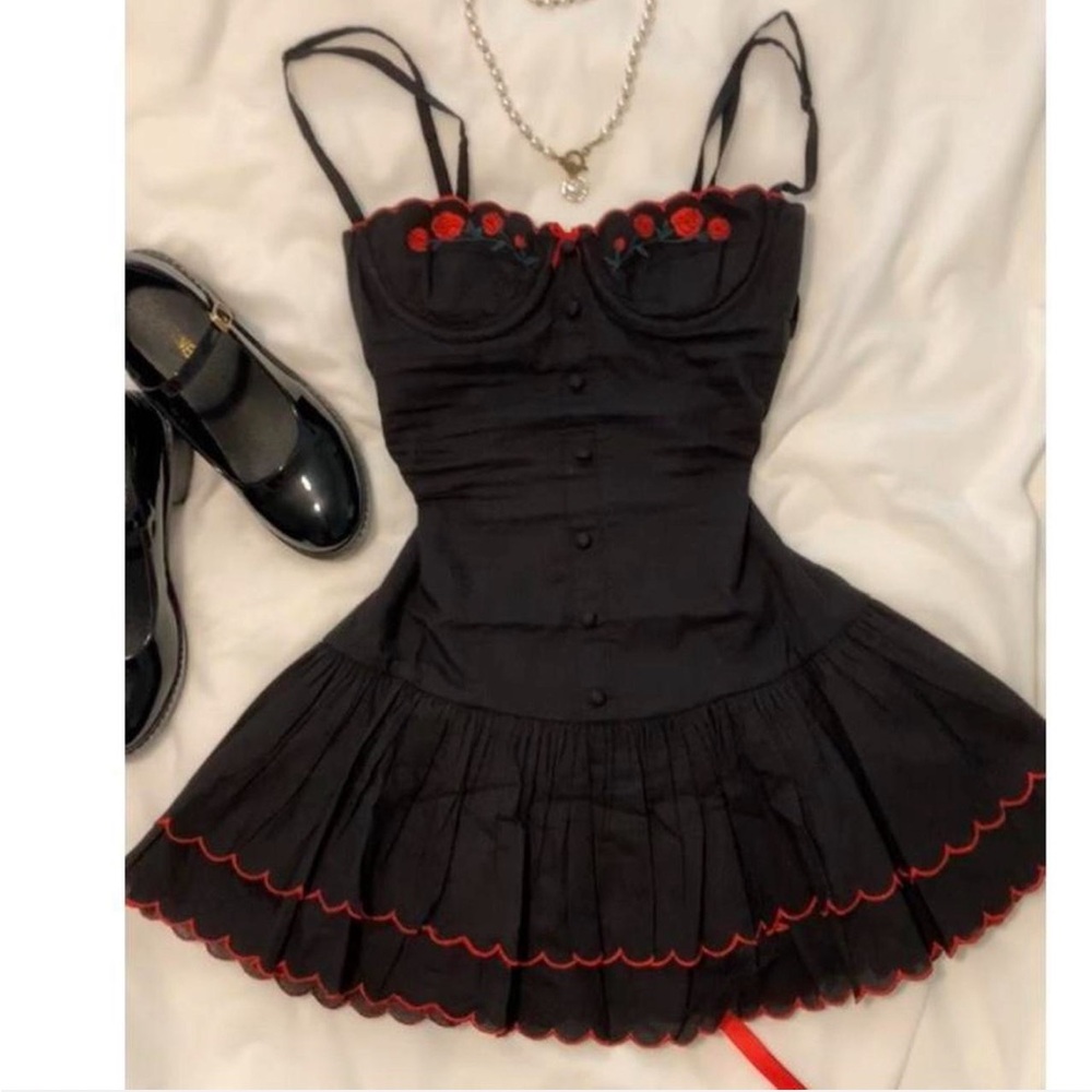 Kitteny Giorgia Black Rose Corset Mini
Dress
